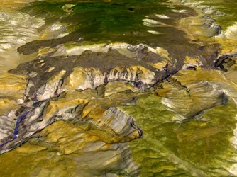 Satelliten-Thermalemissions- und Reflexionsbild des Grand Canyon, Arizona, USA. Wissenschaft Geologie